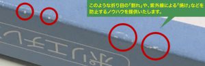 紙製パッケージのスペシャル感・折り割れ防止などで改善します。